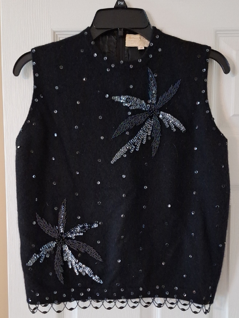 Black Sequin Vintage Sleeveless Sweater